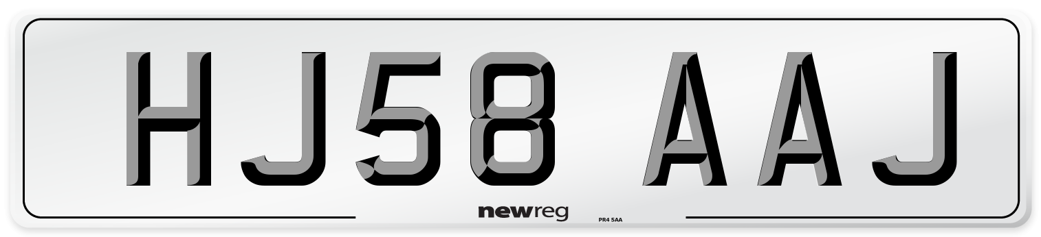 HJ58 AAJ Number Plate from New Reg